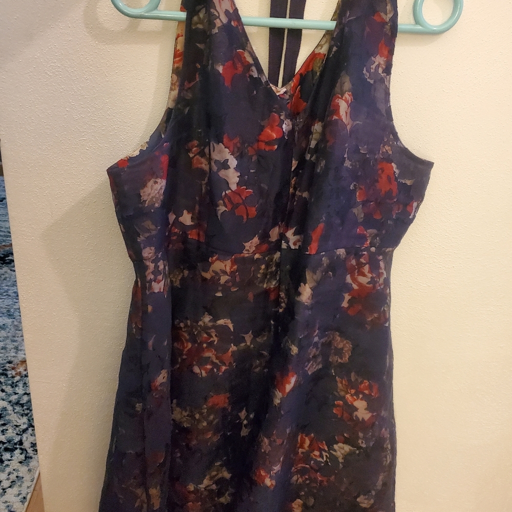 Blue floral maternity dress with belt size L. Motherhood maternity
